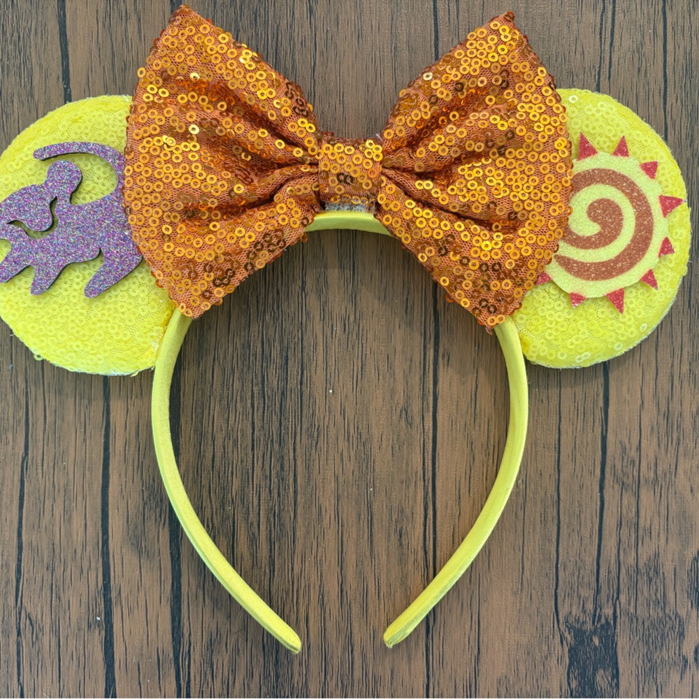 Yellow Sequin Bow Headband with Sun Ears